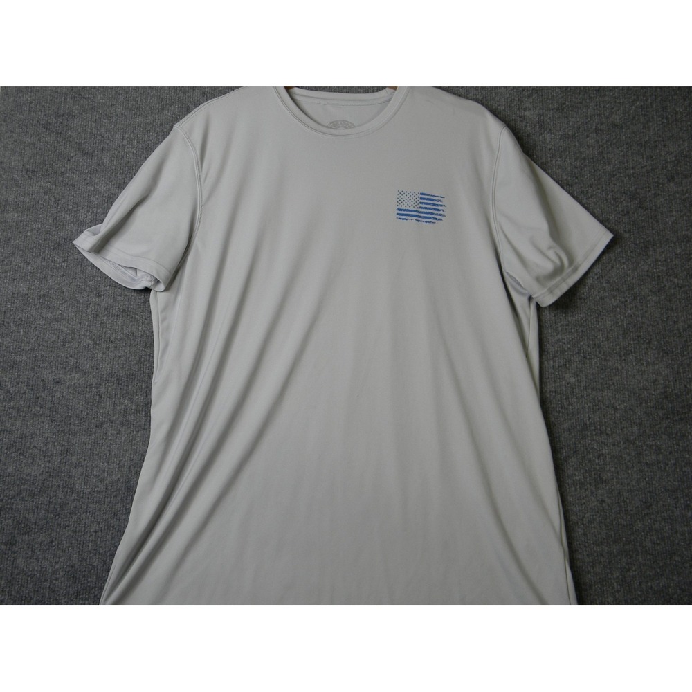 Vapor Apparel Men's XL UPF 50+ Performance Shirt American Flag Gray Blue